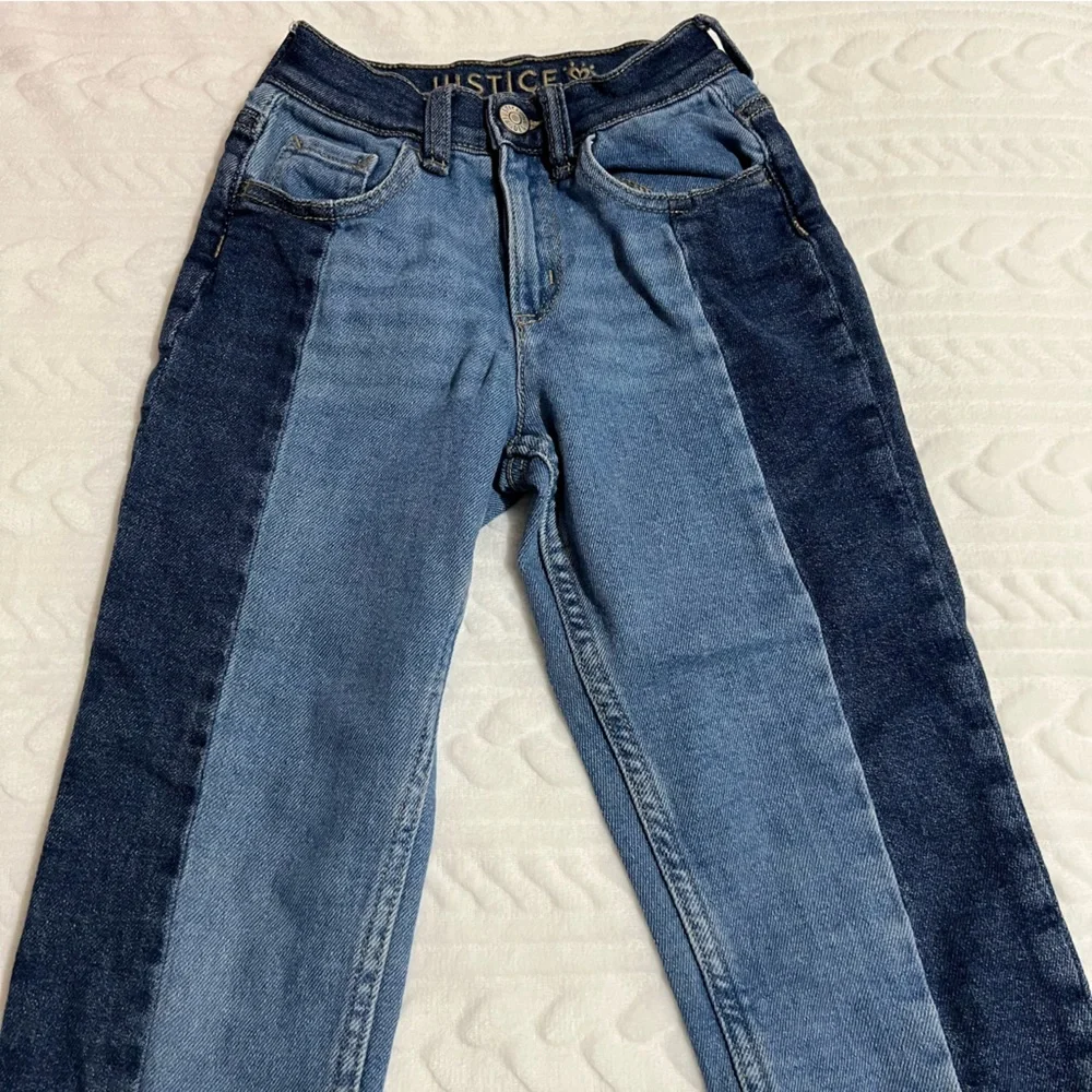 💗‎ Justice - Girls Two Tone Cropped Straight Jeans
